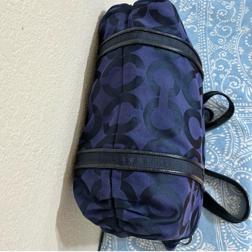 Coach Poppy Navy Blue Signature Nylon Tote - Picture 5 of 9